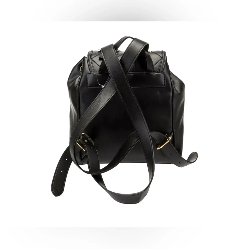 NWOT Love Moschino Black and Gold Leather Quilted Backpack - Picture 10 of 15